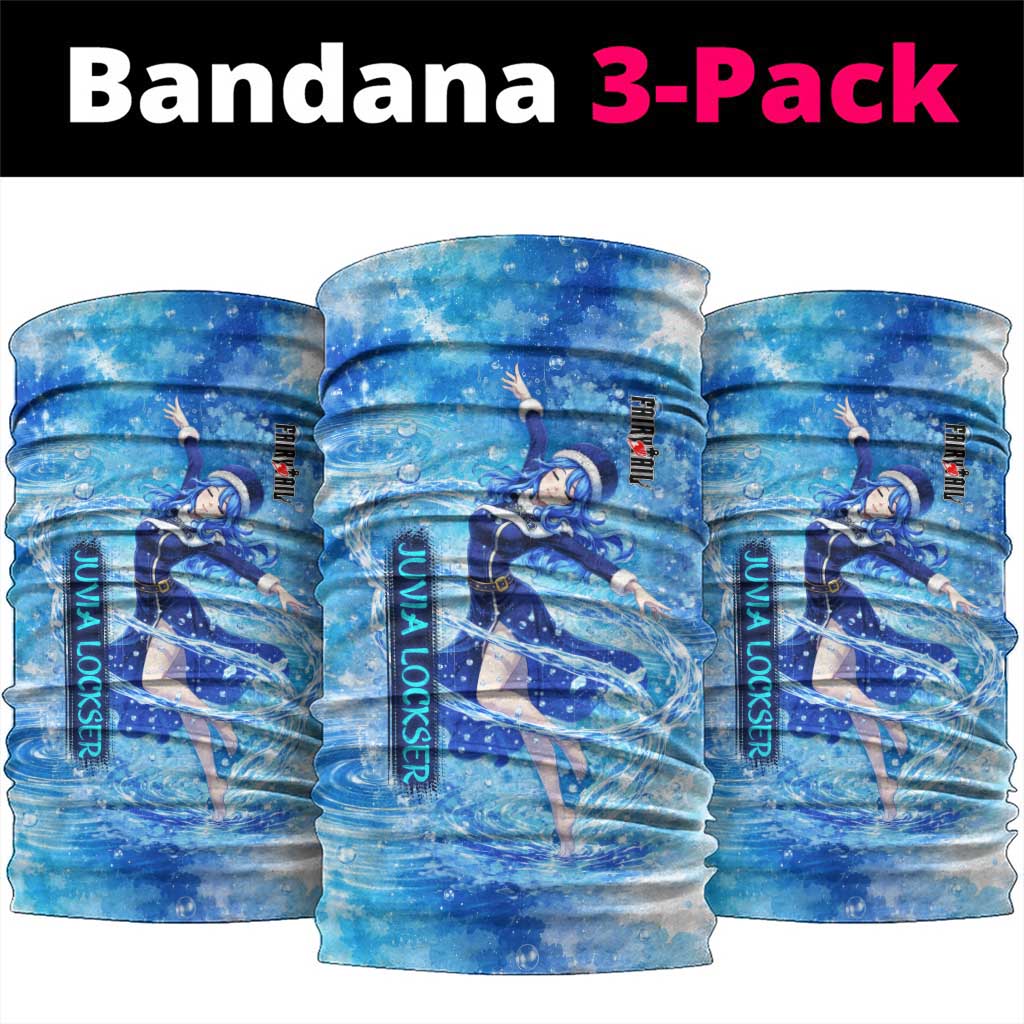 Juvia Lockser Fairy Tail Neck Gaiter Water Magic Anime Style with Heart and Raindrop Aesthetic