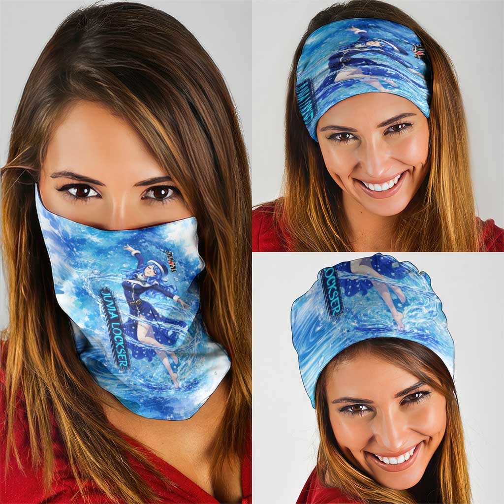 Juvia Lockser Fairy Tail Neck Gaiter Water Magic Anime Style with Heart and Raindrop Aesthetic