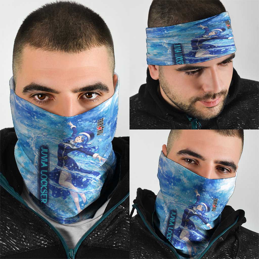 Juvia Lockser Fairy Tail Neck Gaiter Water Magic Anime Style with Heart and Raindrop Aesthetic