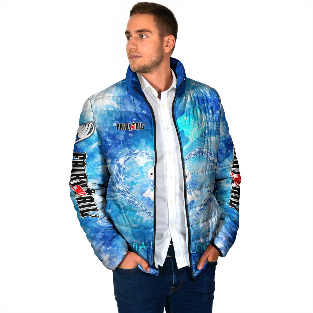Juvia Lockser Fairy Tail Padded Jacket Water Magic Anime Style with Heart and Raindrop Aesthetic