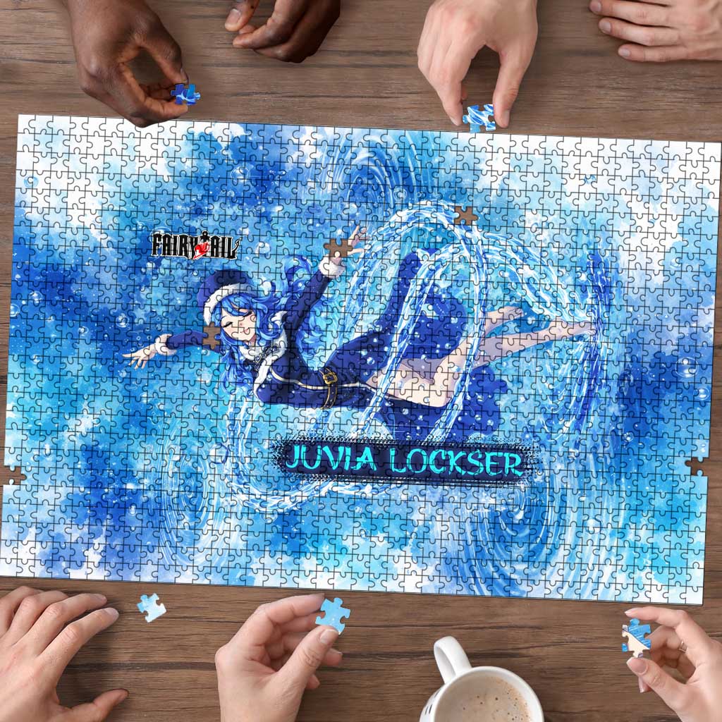 Juvia Lockser Fairy Tail Puzzle Water Magic Anime Style with Heart and Raindrop Aesthetic