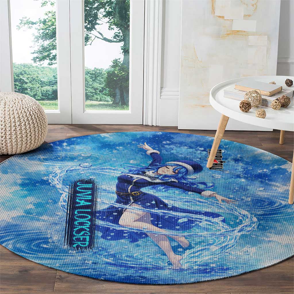 Juvia Lockser Fairy Tail Round Carpet Water Magic Anime Style with Heart and Raindrop Aesthetic