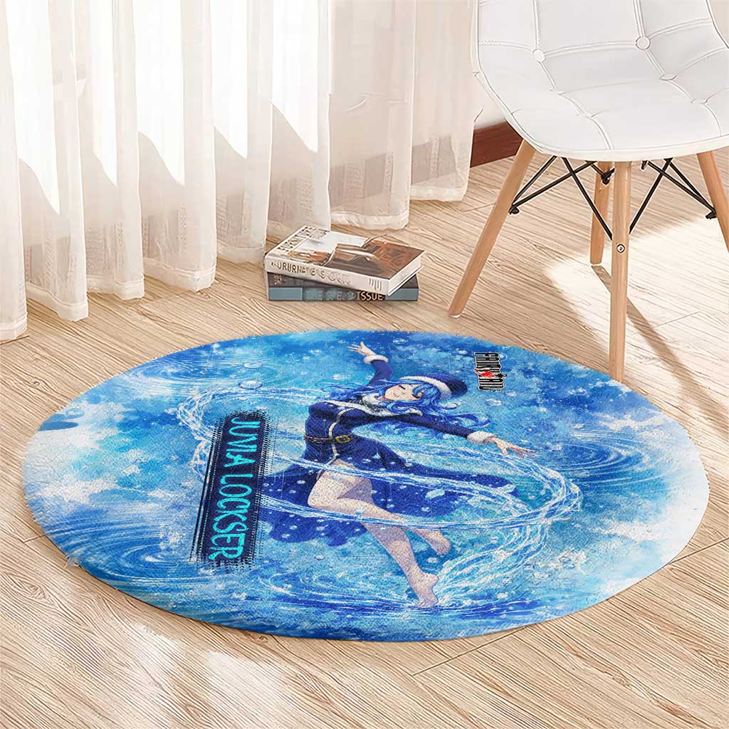 Juvia Lockser Fairy Tail Round Carpet Water Magic Anime Style with Heart and Raindrop Aesthetic
