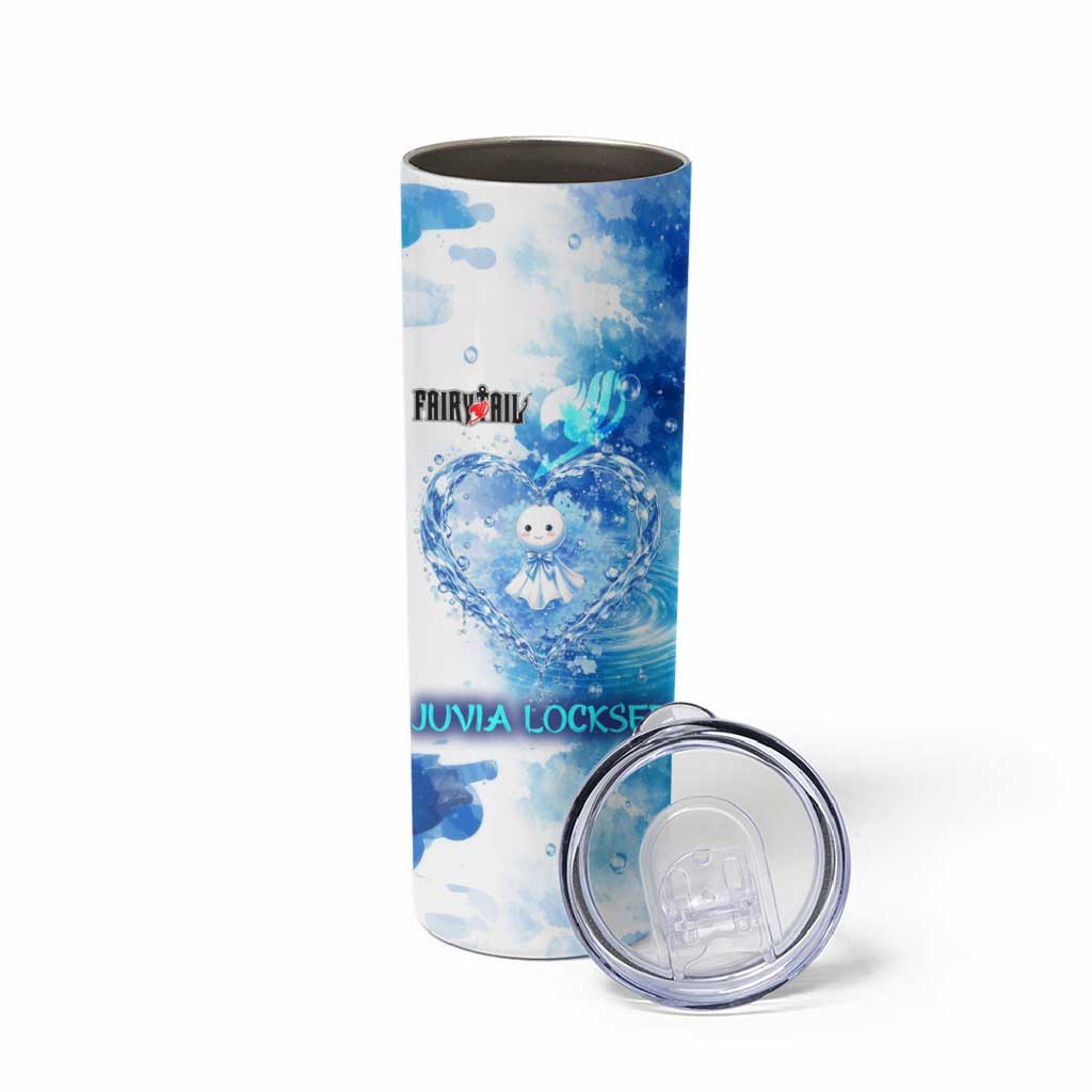 Juvia Lockser Fairy Tail Skinny Tumbler Water Magic Anime Style with Heart and Raindrop Aesthetic