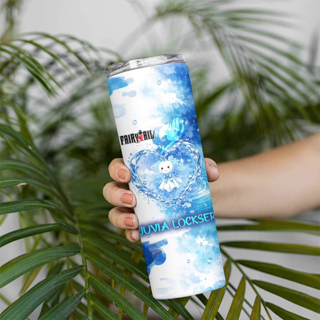 Juvia Lockser Fairy Tail Skinny Tumbler Water Magic Anime Style with Heart and Raindrop Aesthetic