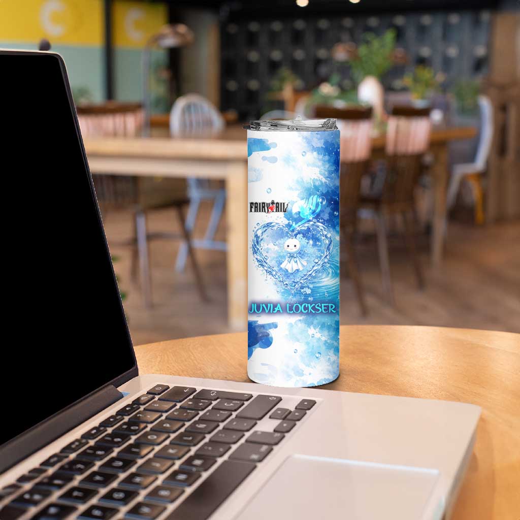 Juvia Lockser Fairy Tail Skinny Tumbler Water Magic Anime Style with Heart and Raindrop Aesthetic