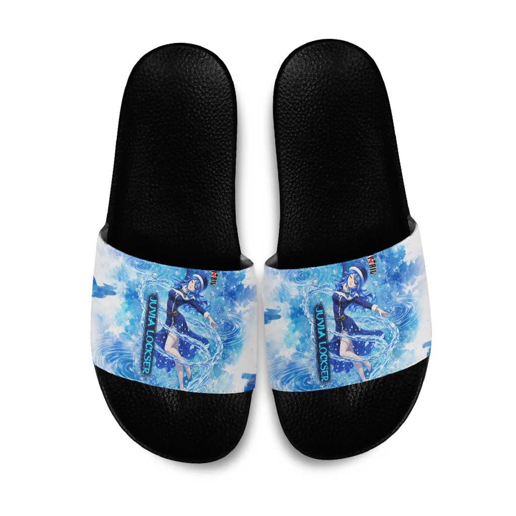 Juvia Lockser Fairy Tail Slide Sandals Water Magic Anime Style with Heart and Raindrop Aesthetic