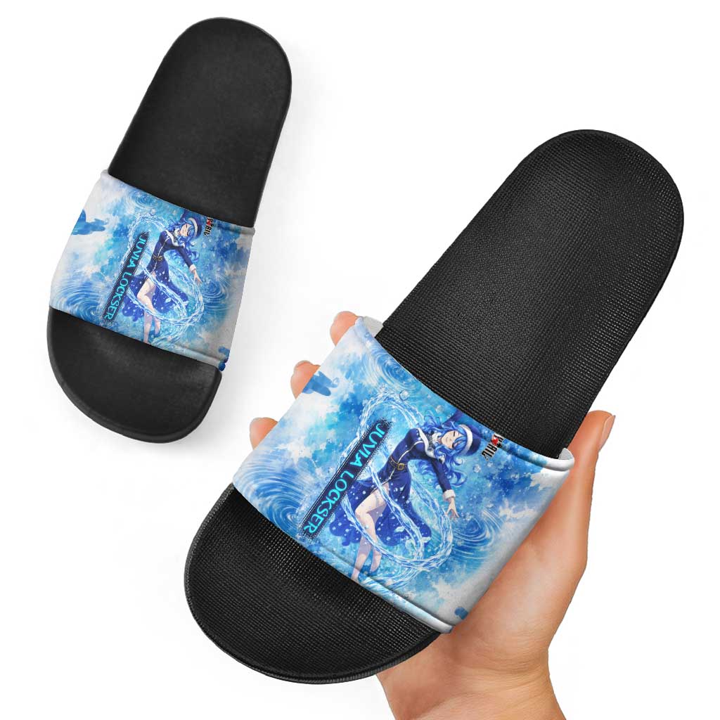 Juvia Lockser Fairy Tail Slide Sandals Water Magic Anime Style with Heart and Raindrop Aesthetic