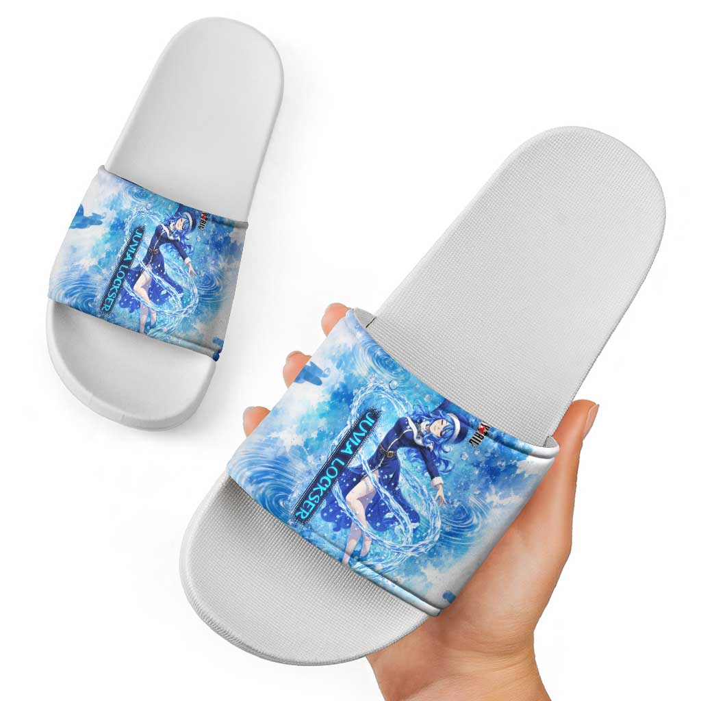 Juvia Lockser Fairy Tail Slide Sandals Water Magic Anime Style with Heart and Raindrop Aesthetic