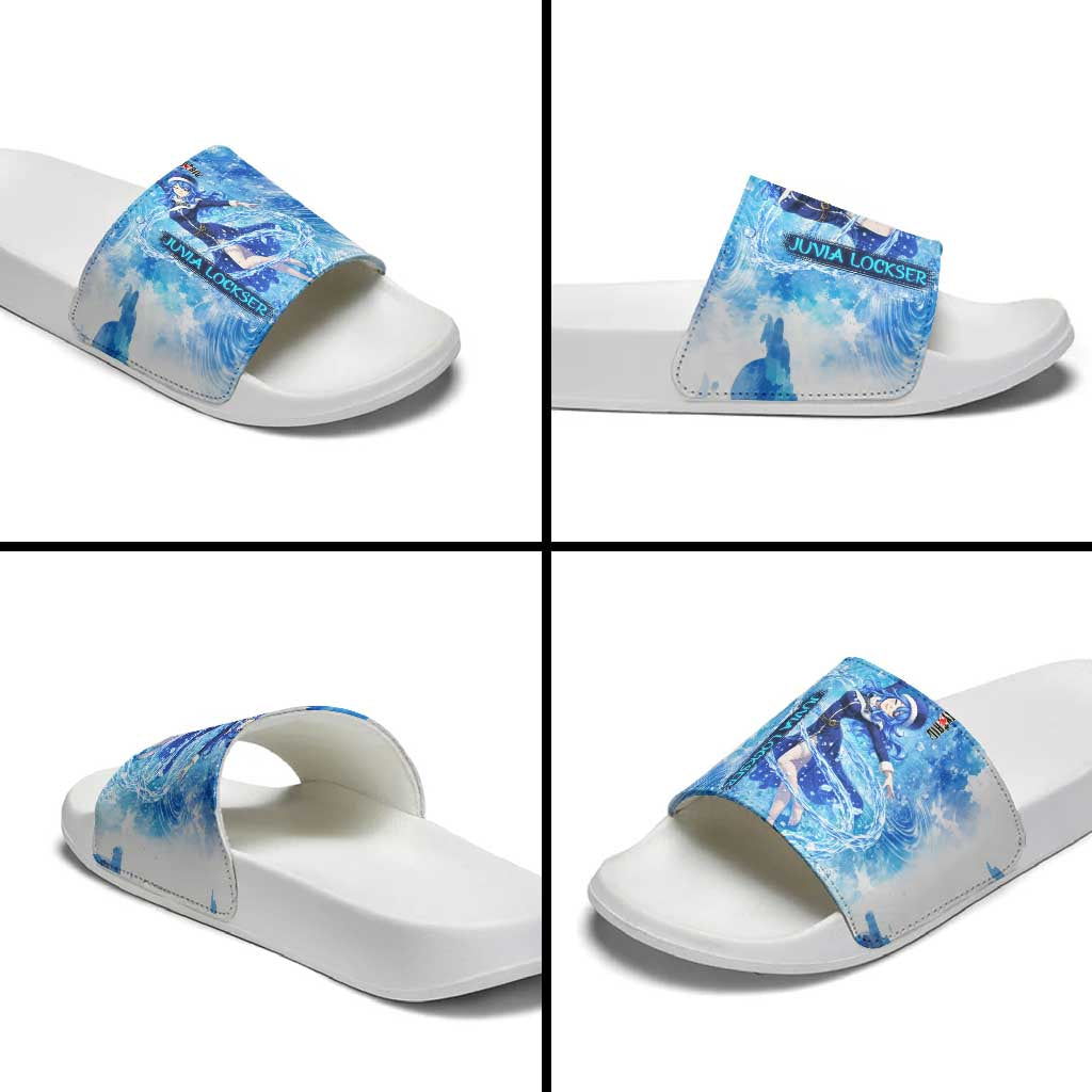 Juvia Lockser Fairy Tail Slide Sandals Water Magic Anime Style with Heart and Raindrop Aesthetic