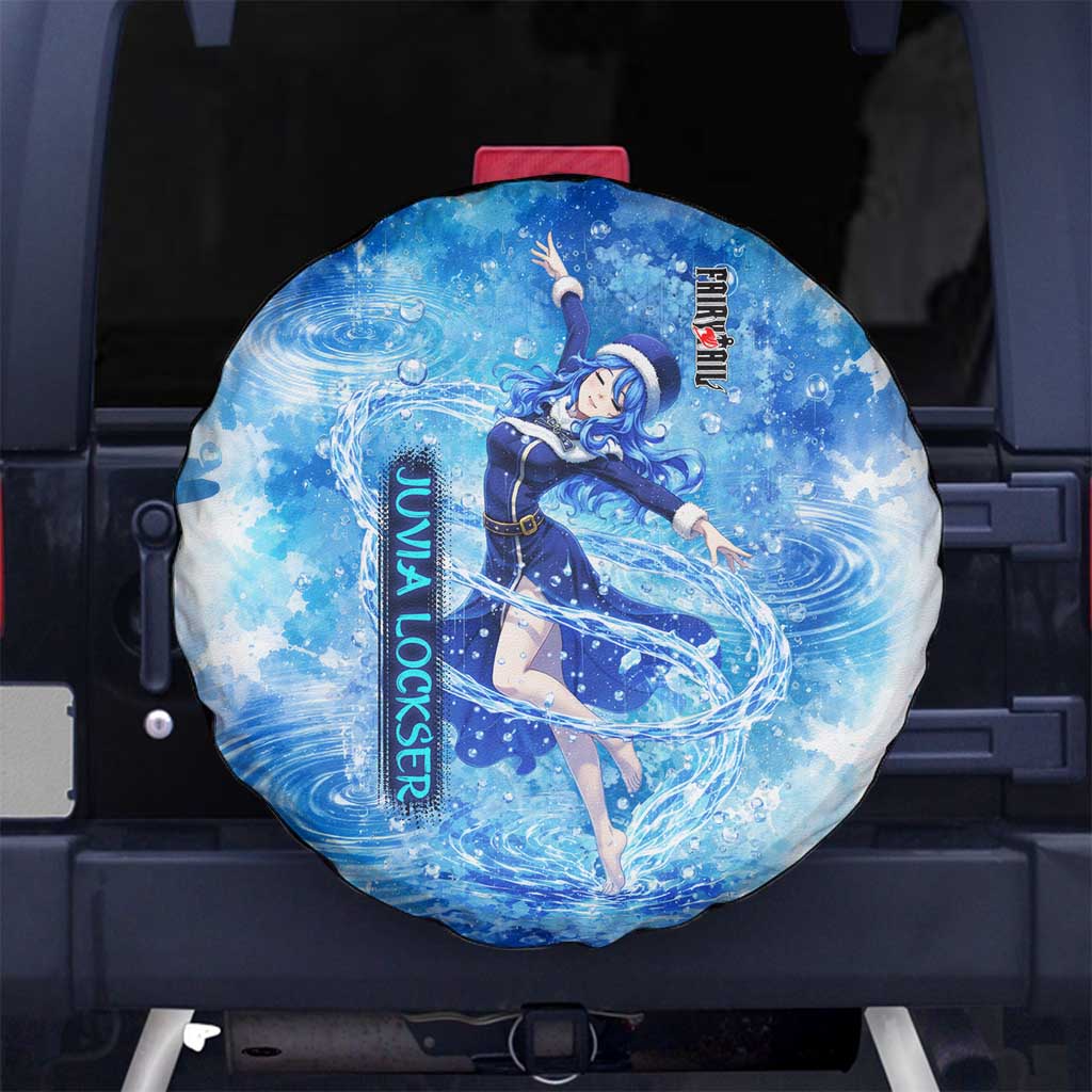 Juvia Lockser Fairy Tail Spare Tire Cover Water Magic Anime Style with Heart and Raindrop Aesthetic