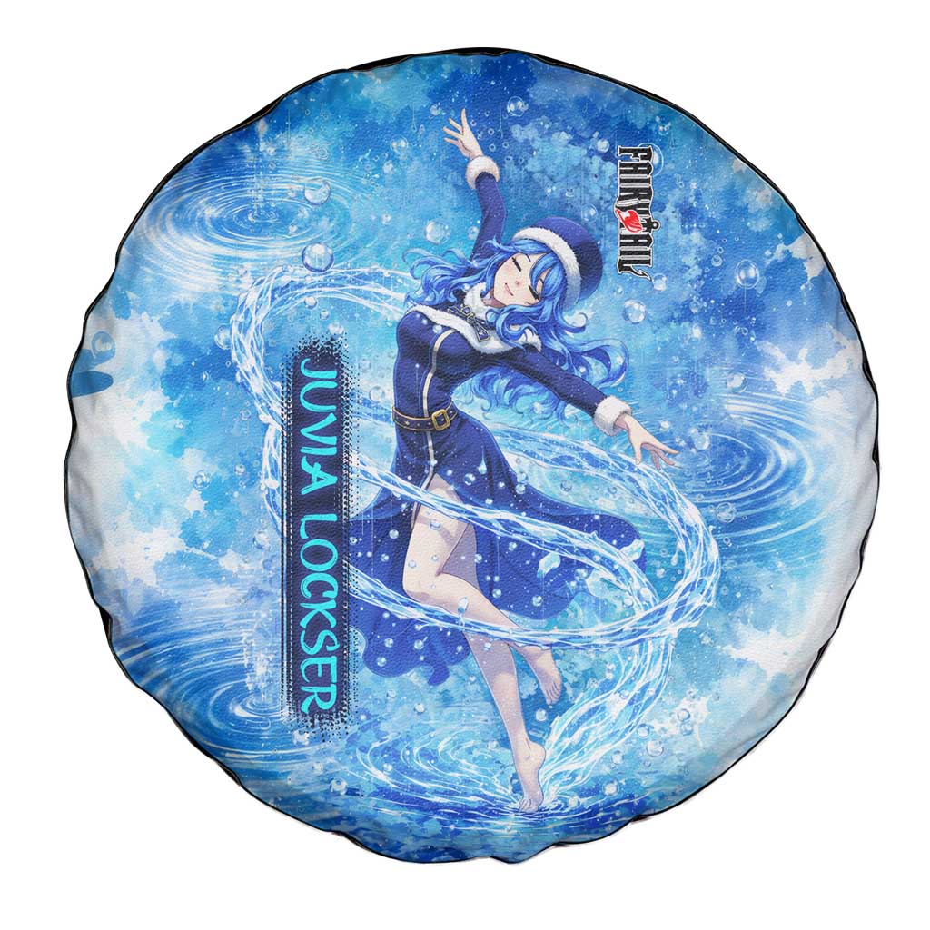 Juvia Lockser Fairy Tail Spare Tire Cover Water Magic Anime Style with Heart and Raindrop Aesthetic