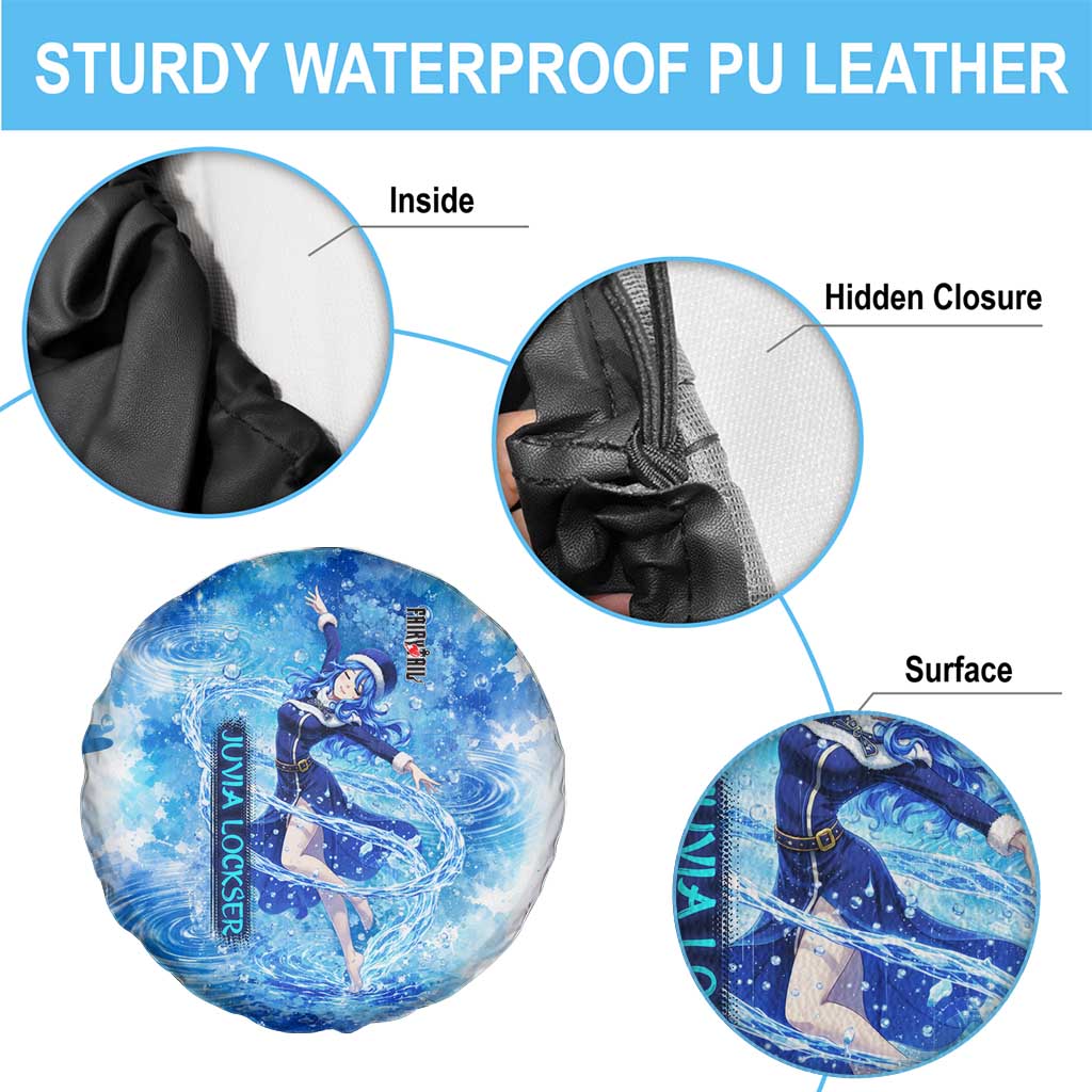 Juvia Lockser Fairy Tail Spare Tire Cover Water Magic Anime Style with Heart and Raindrop Aesthetic