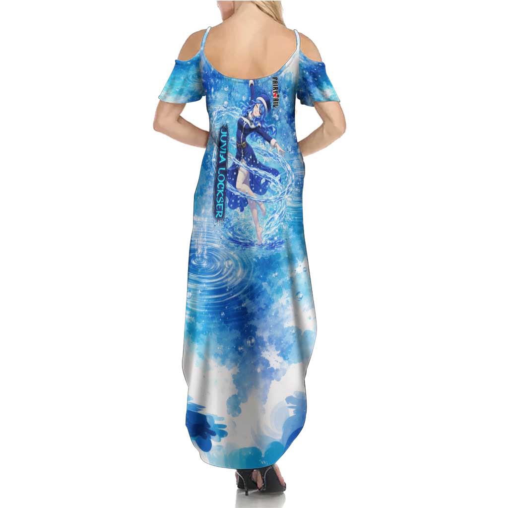 Juvia Lockser Fairy Tail Summer Maxi Dress Water Magic Anime Style with Heart and Raindrop Aesthetic