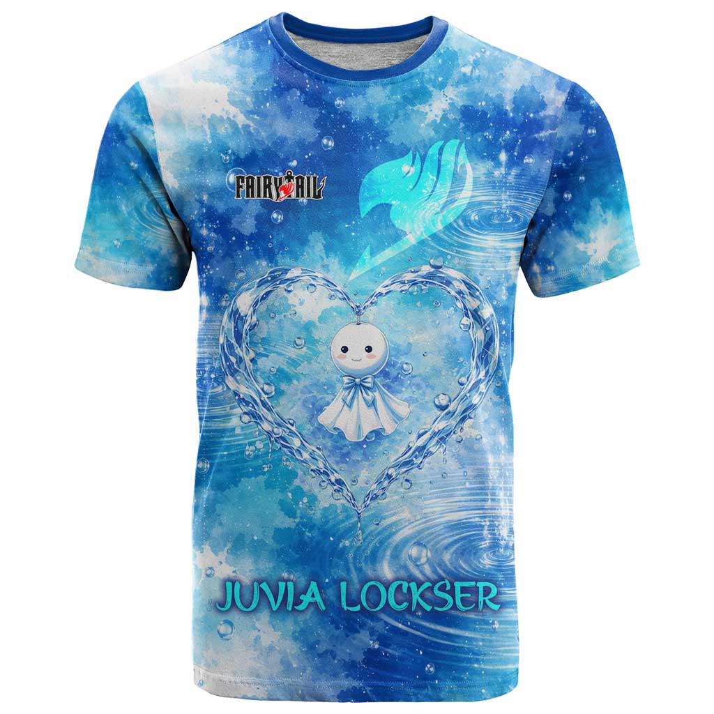 Juvia Lockser Fairy Tail T Shirt Water Magic Anime Style with Heart and Raindrop Aesthetic