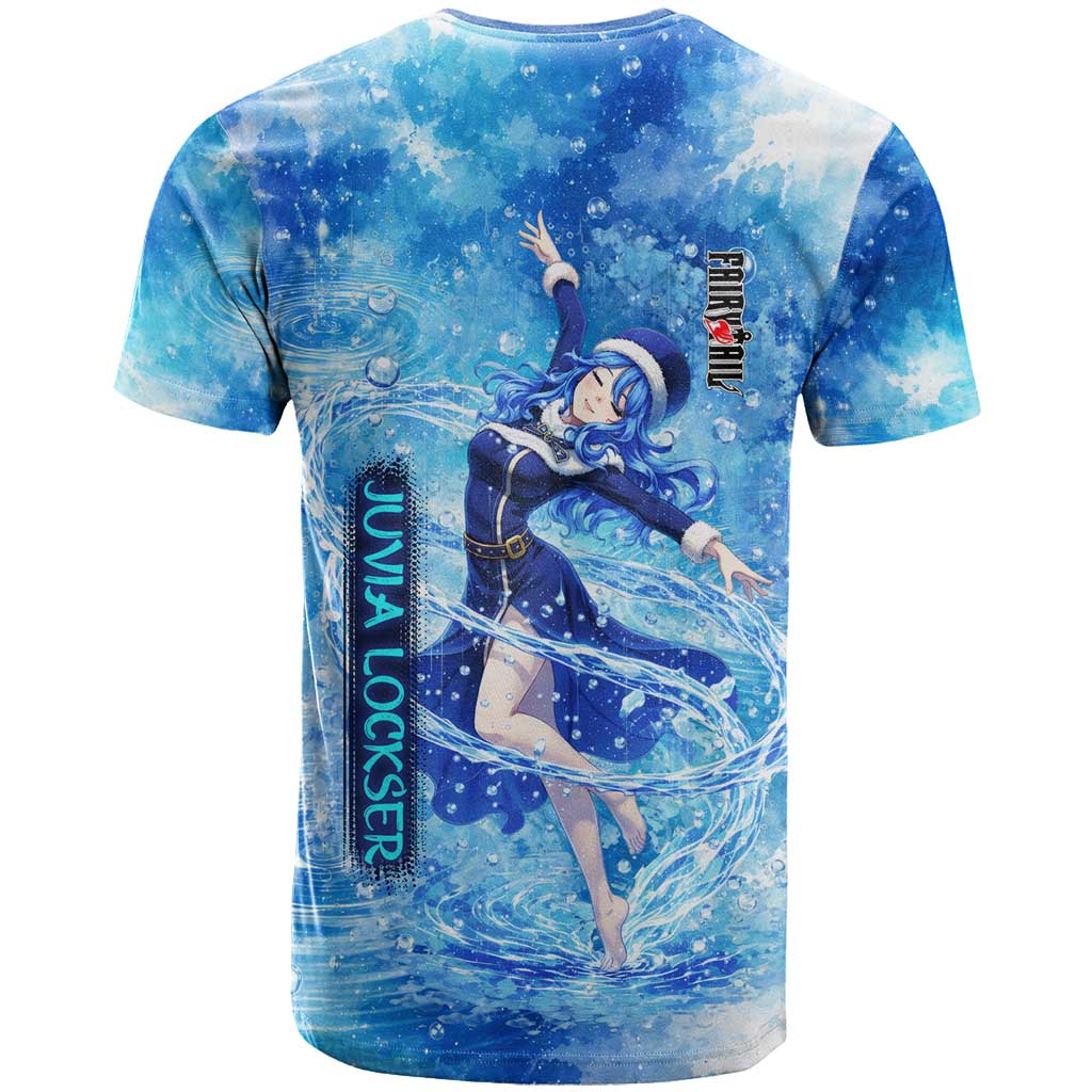 Juvia Lockser Fairy Tail T Shirt Water Magic Anime Style with Heart and Raindrop Aesthetic