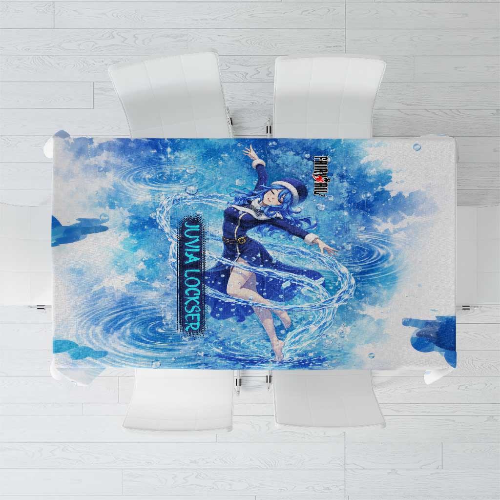 Juvia Lockser Fairy Tail Tablecloth Water Magic Anime Style with Heart and Raindrop Aesthetic