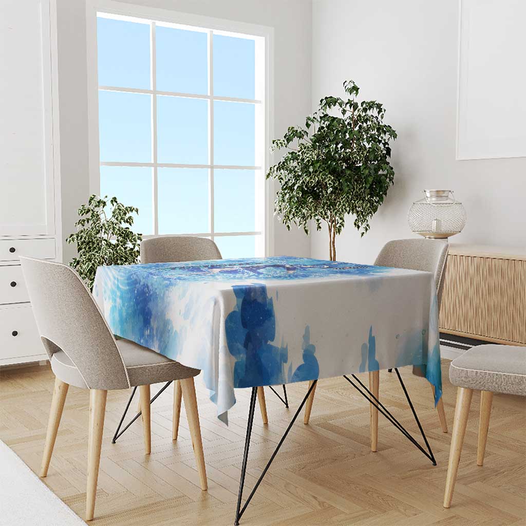 Juvia Lockser Fairy Tail Tablecloth Water Magic Anime Style with Heart and Raindrop Aesthetic
