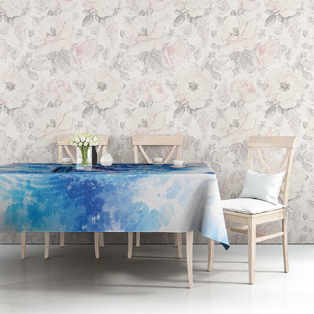Juvia Lockser Fairy Tail Tablecloth Water Magic Anime Style with Heart and Raindrop Aesthetic
