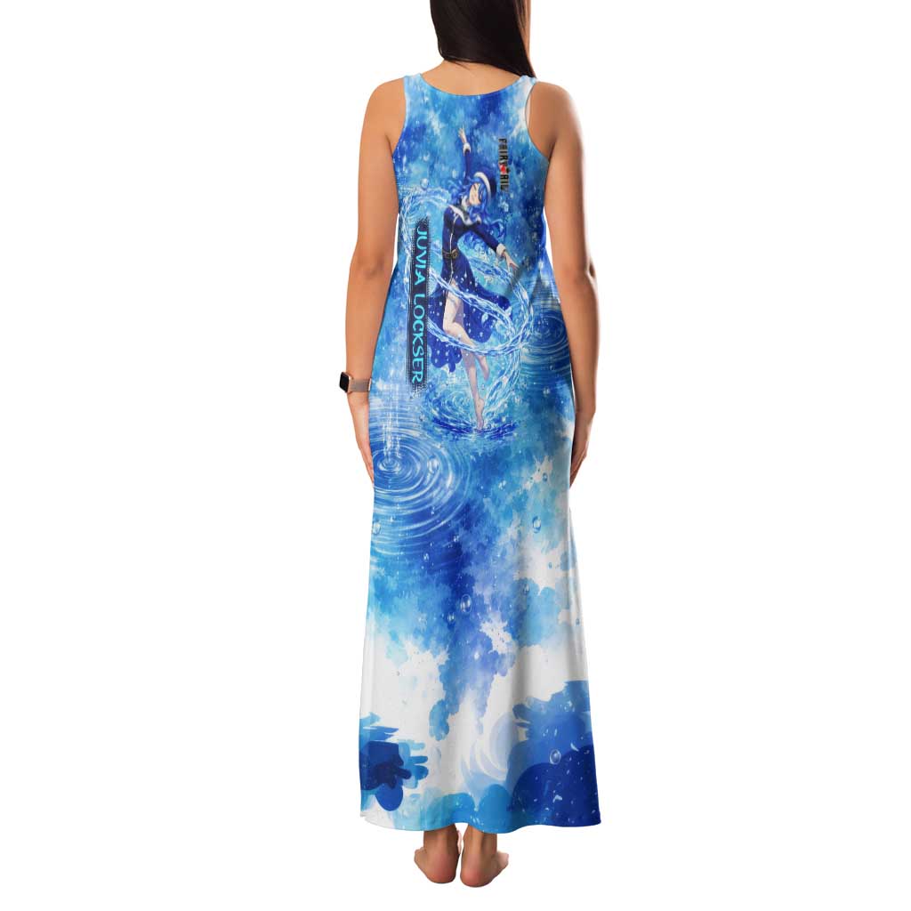 Juvia Lockser Fairy Tail Tank Maxi Dress Water Magic Anime Style with Heart and Raindrop Aesthetic