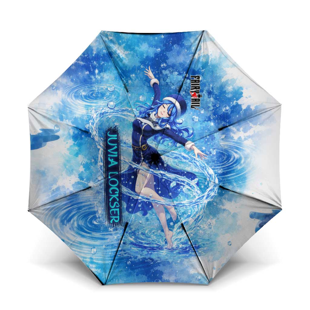 Juvia Lockser Fairy Tail Umbrella Water Magic Anime Style with Heart and Raindrop Aesthetic