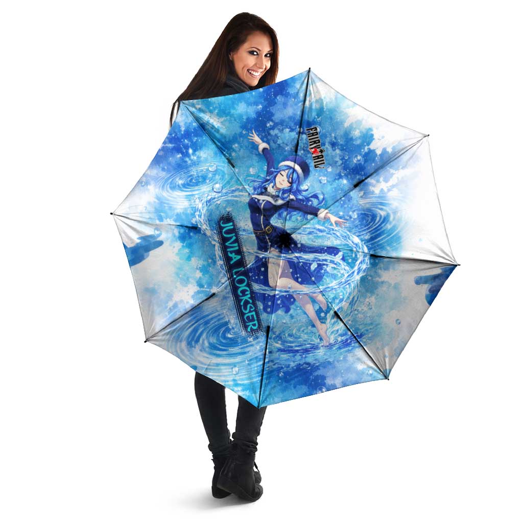 Juvia Lockser Fairy Tail Umbrella Water Magic Anime Style with Heart and Raindrop Aesthetic