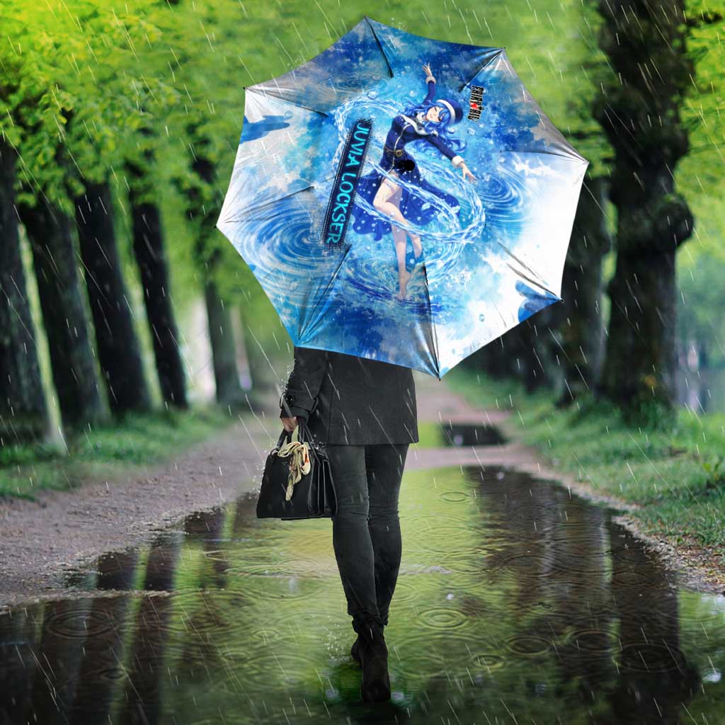 Juvia Lockser Fairy Tail Umbrella Water Magic Anime Style with Heart and Raindrop Aesthetic