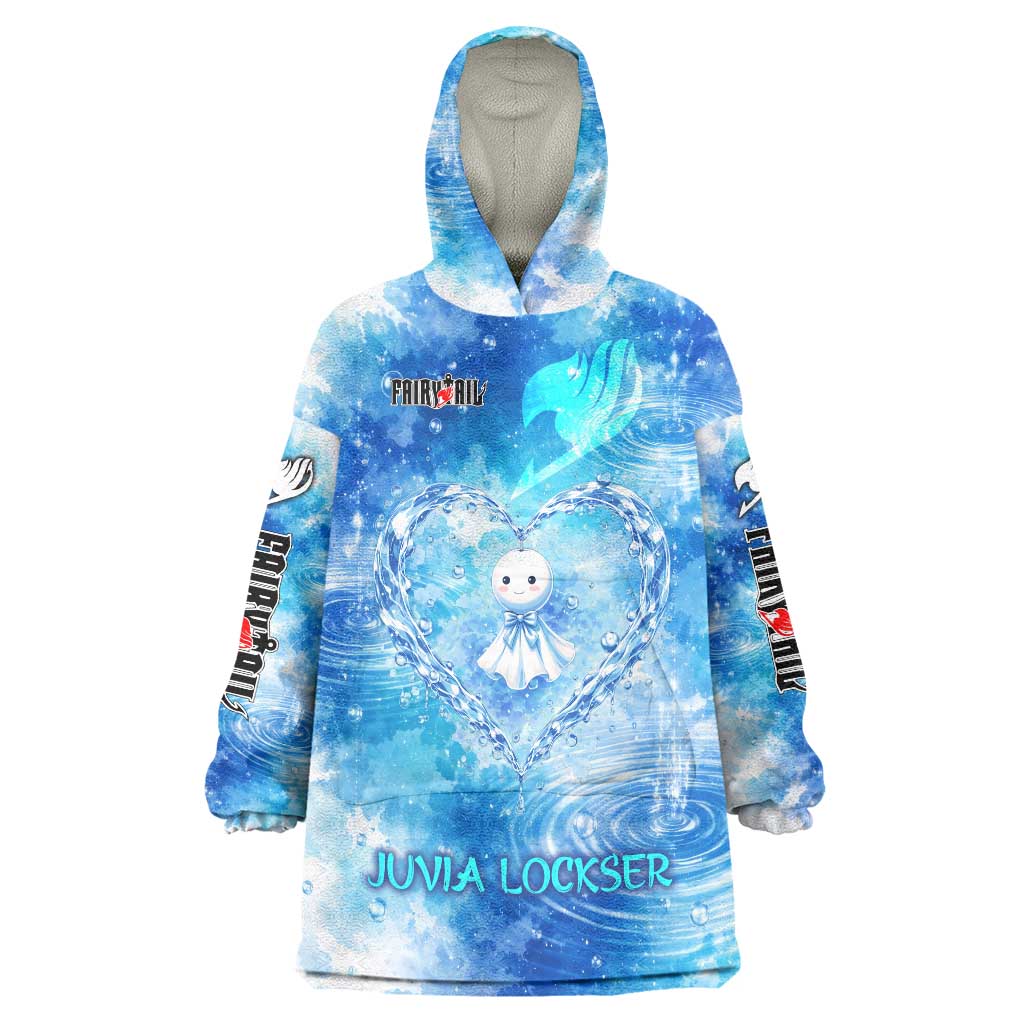 Juvia Lockser Fairy Tail Wearable Blanket Hoodie Water Magic Anime Style with Heart and Raindrop Aesthetic
