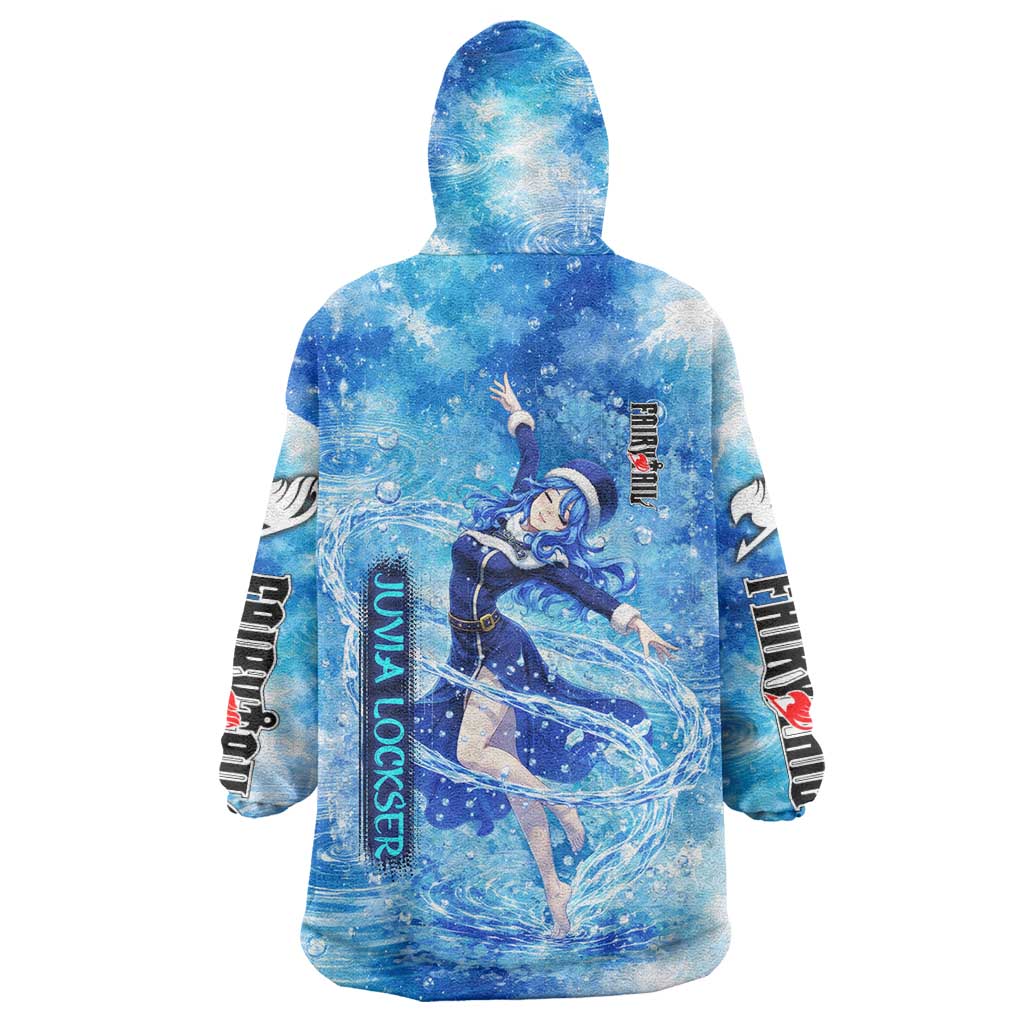 Juvia Lockser Fairy Tail Wearable Blanket Hoodie Water Magic Anime Style with Heart and Raindrop Aesthetic