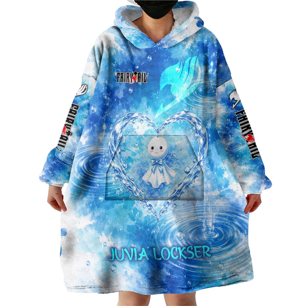 Juvia Lockser Fairy Tail Wearable Blanket Hoodie Water Magic Anime Style with Heart and Raindrop Aesthetic