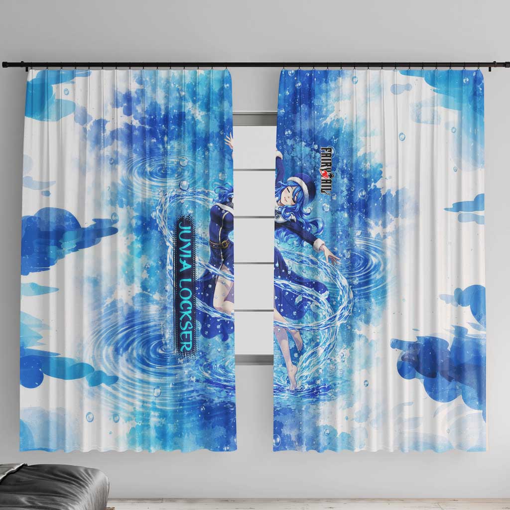Juvia Lockser Fairy Tail Window Curtain Water Magic Anime Style with Heart and Raindrop Aesthetic