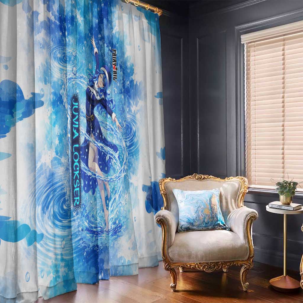 Juvia Lockser Fairy Tail Window Curtain Water Magic Anime Style with Heart and Raindrop Aesthetic