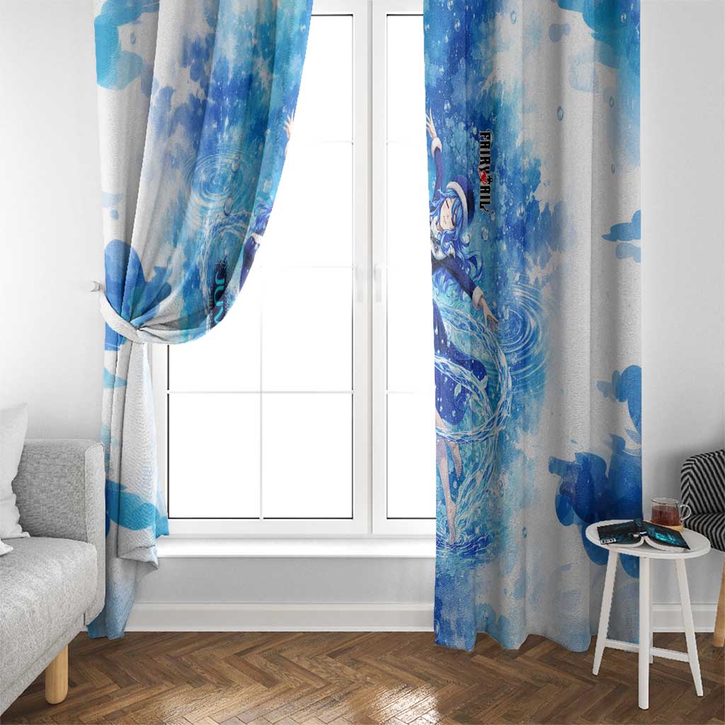 Juvia Lockser Fairy Tail Window Curtain Water Magic Anime Style with Heart and Raindrop Aesthetic