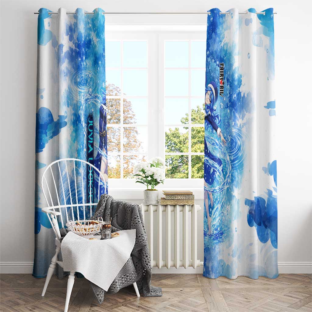 Juvia Lockser Fairy Tail Window Curtain Water Magic Anime Style with Heart and Raindrop Aesthetic