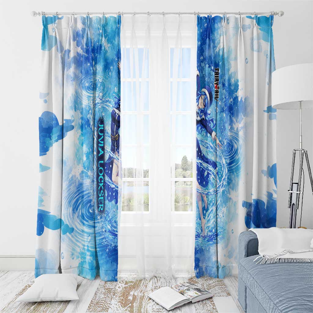Juvia Lockser Fairy Tail Window Curtain Water Magic Anime Style with Heart and Raindrop Aesthetic