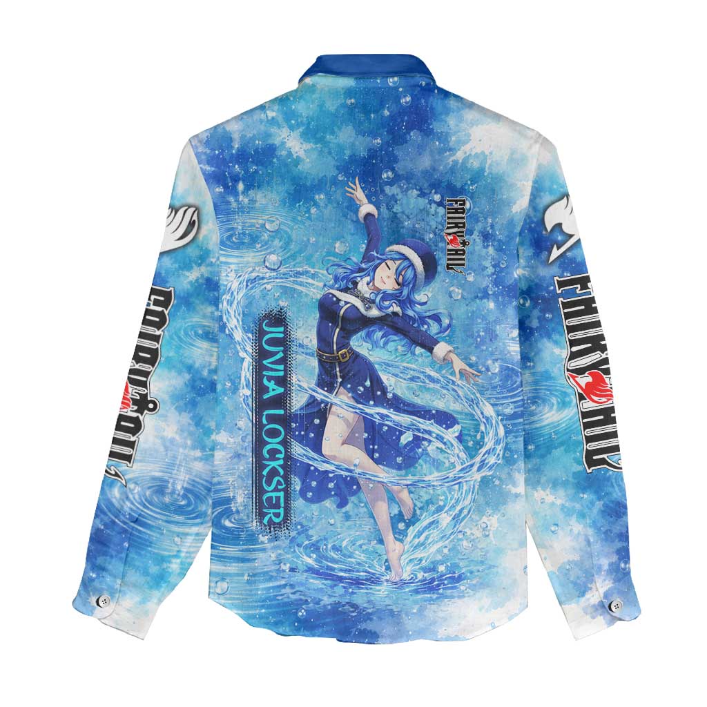 Juvia Lockser Fairy Tail Women Casual Shirt Water Magic Anime Style with Heart and Raindrop Aesthetic
