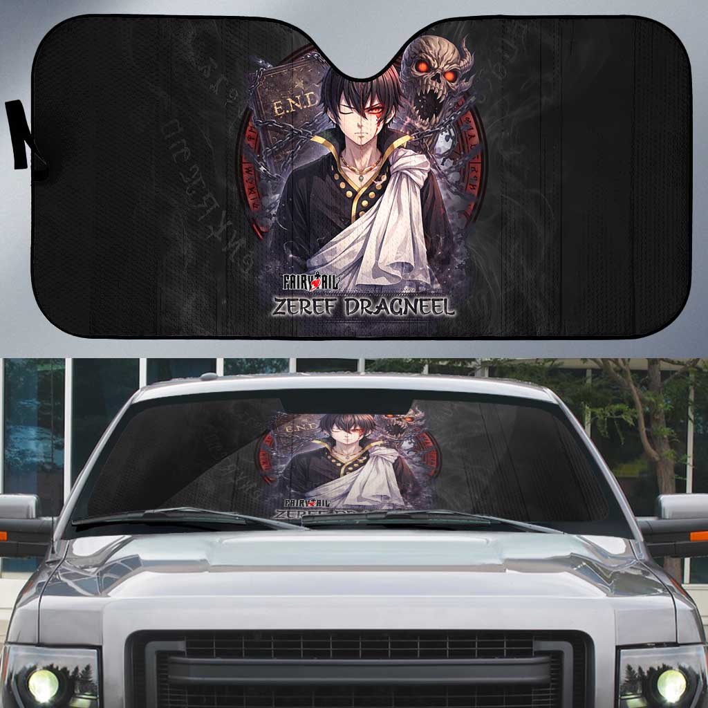 Zeref Dragneel Fairy Tail Auto Sun Shade Dark Magic Circle Design with E.N.D Demon Aesthetic