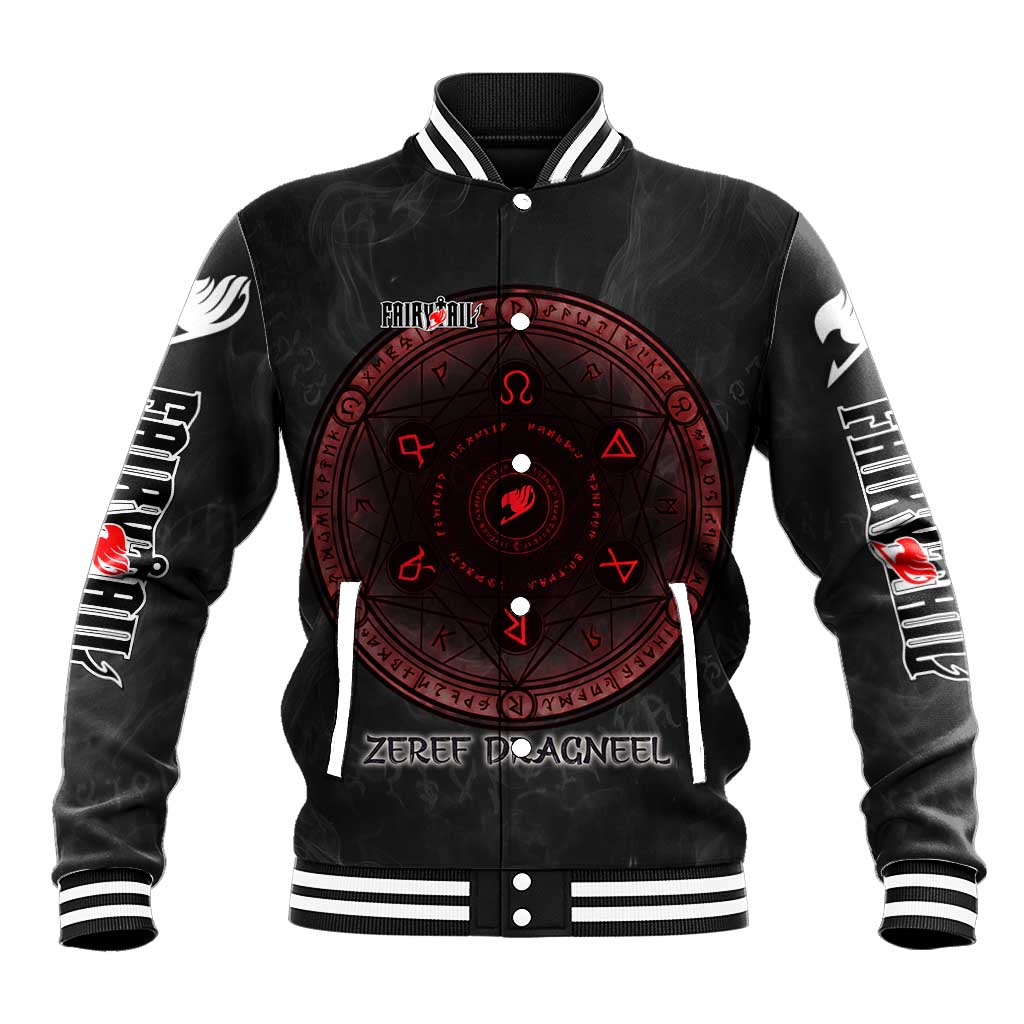 Zeref Dragneel Fairy Tail Baseball Jacket Dark Magic Circle Design with E.N.D Demon Aesthetic