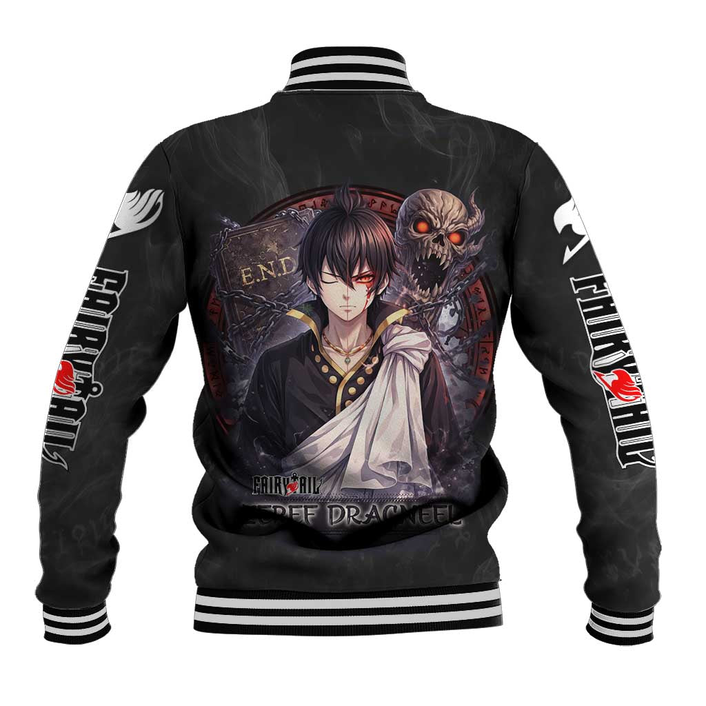 Zeref Dragneel Fairy Tail Baseball Jacket Dark Magic Circle Design with E.N.D Demon Aesthetic