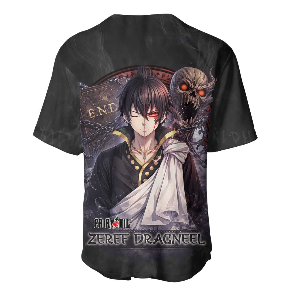 Zeref Dragneel Fairy Tail Baseball Jersey Dark Magic Circle Design with E.N.D Demon Aesthetic
