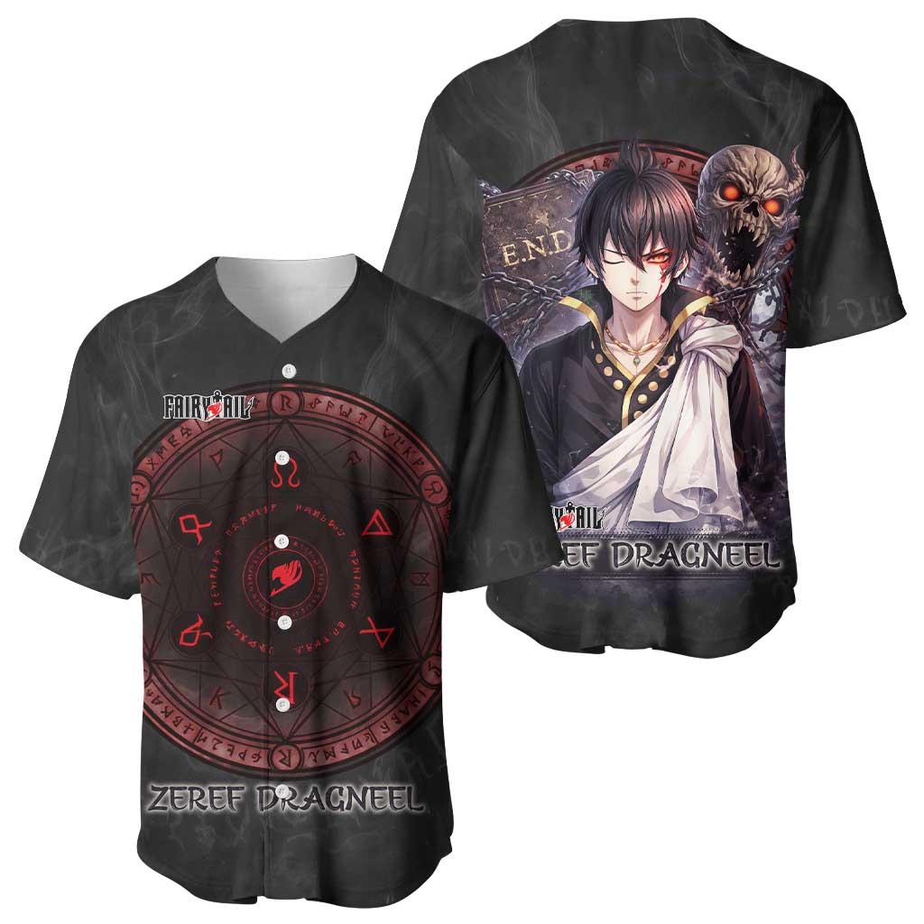 Zeref Dragneel Fairy Tail Baseball Jersey Dark Magic Circle Design with E.N.D Demon Aesthetic