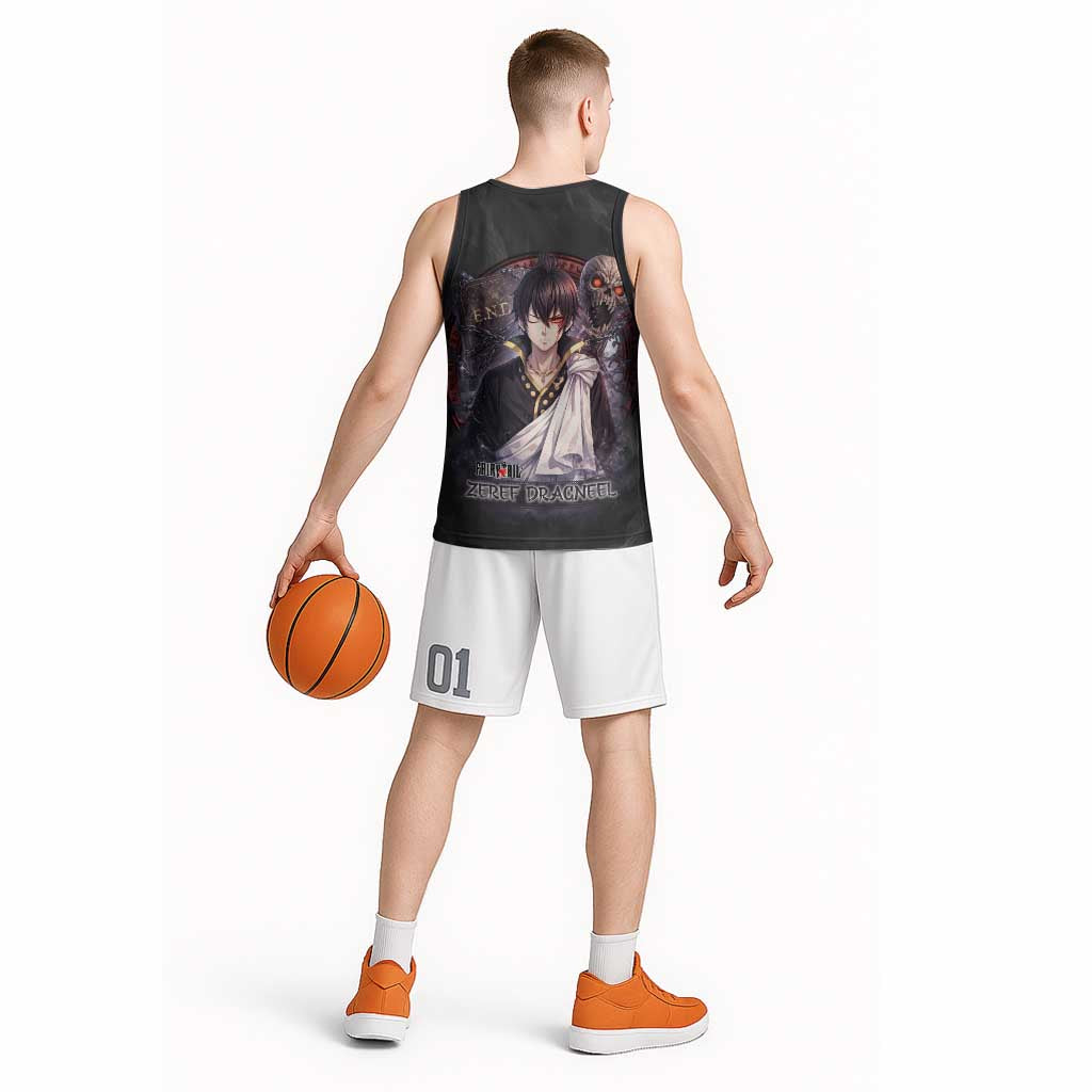 Zeref Dragneel Fairy Tail Basketball Jersey Dark Magic Circle Design with E.N.D Demon Aesthetic