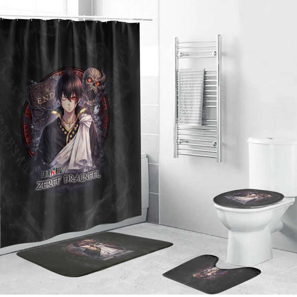 Zeref Dragneel Fairy Tail Bathroom Set Dark Magic Circle Design with E.N.D Demon Aesthetic