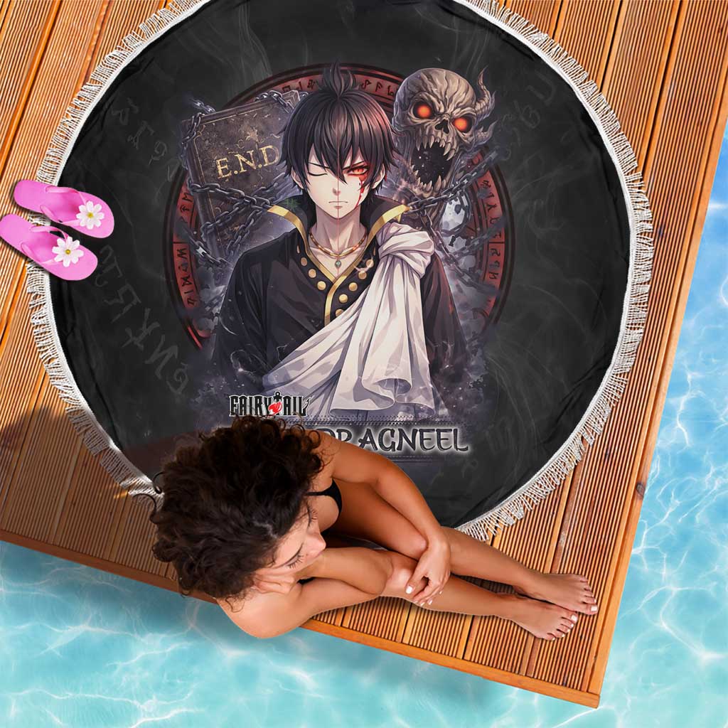 Zeref Dragneel Fairy Tail Beach Blanket Dark Magic Circle Design with E.N.D Demon Aesthetic