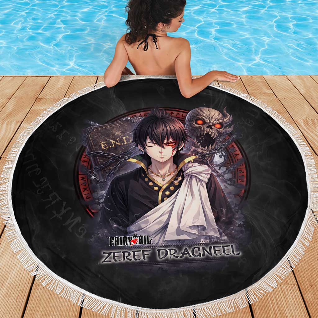 Zeref Dragneel Fairy Tail Beach Blanket Dark Magic Circle Design with E.N.D Demon Aesthetic