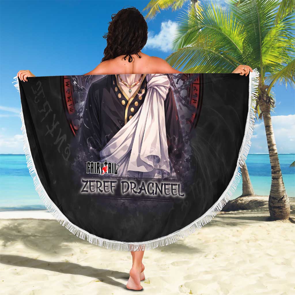 Zeref Dragneel Fairy Tail Beach Blanket Dark Magic Circle Design with E.N.D Demon Aesthetic