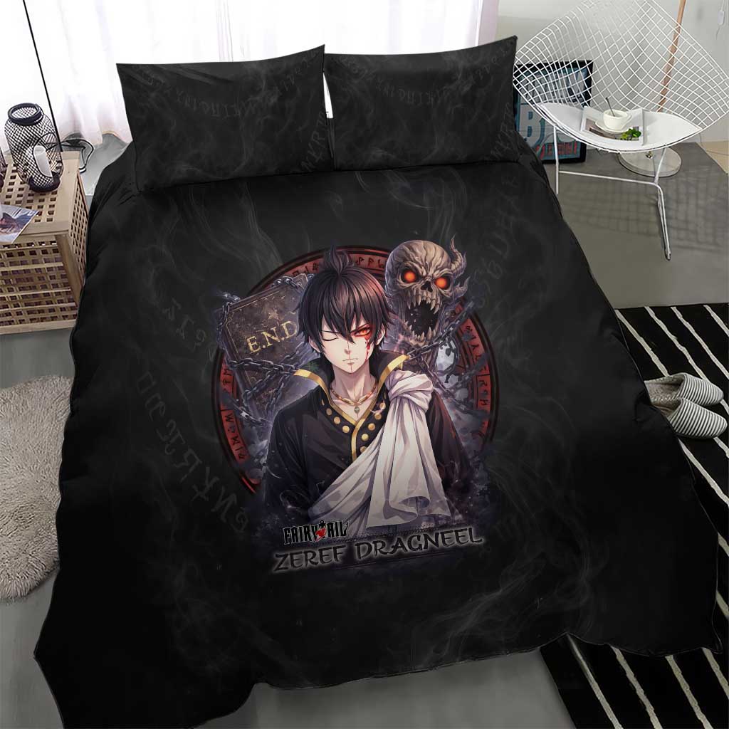 Zeref Dragneel Fairy Tail Bedding Set Dark Magic Circle Design with E.N.D Demon Aesthetic