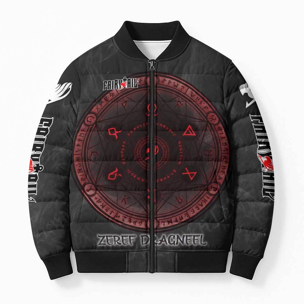 Zeref Dragneel Fairy Tail Bomber Puffer Jacket Dark Magic Circle Design with E.N.D Demon Aesthetic