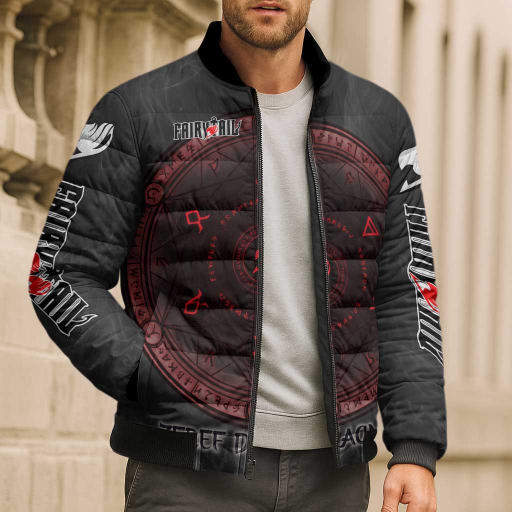 Zeref Dragneel Fairy Tail Bomber Puffer Jacket Dark Magic Circle Design with E.N.D Demon Aesthetic