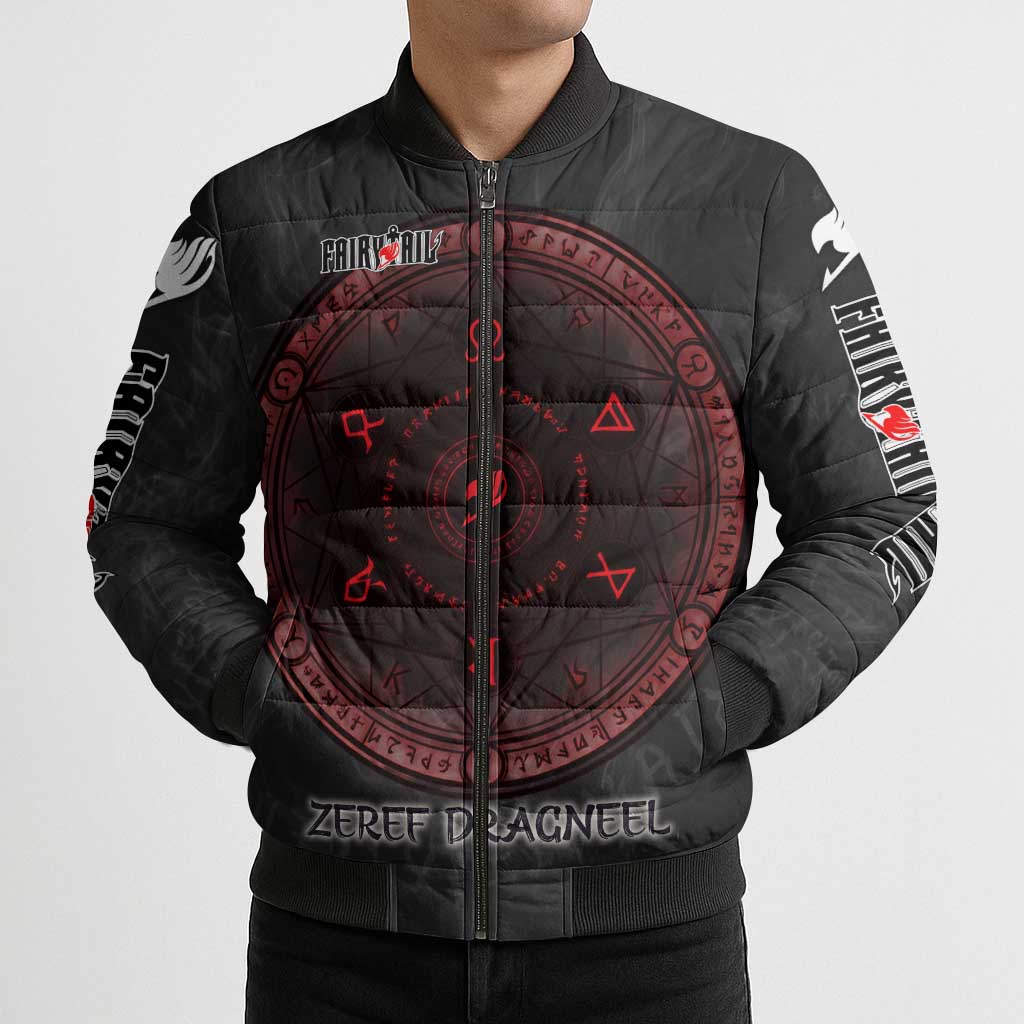 Zeref Dragneel Fairy Tail Bomber Puffer Jacket Dark Magic Circle Design with E.N.D Demon Aesthetic
